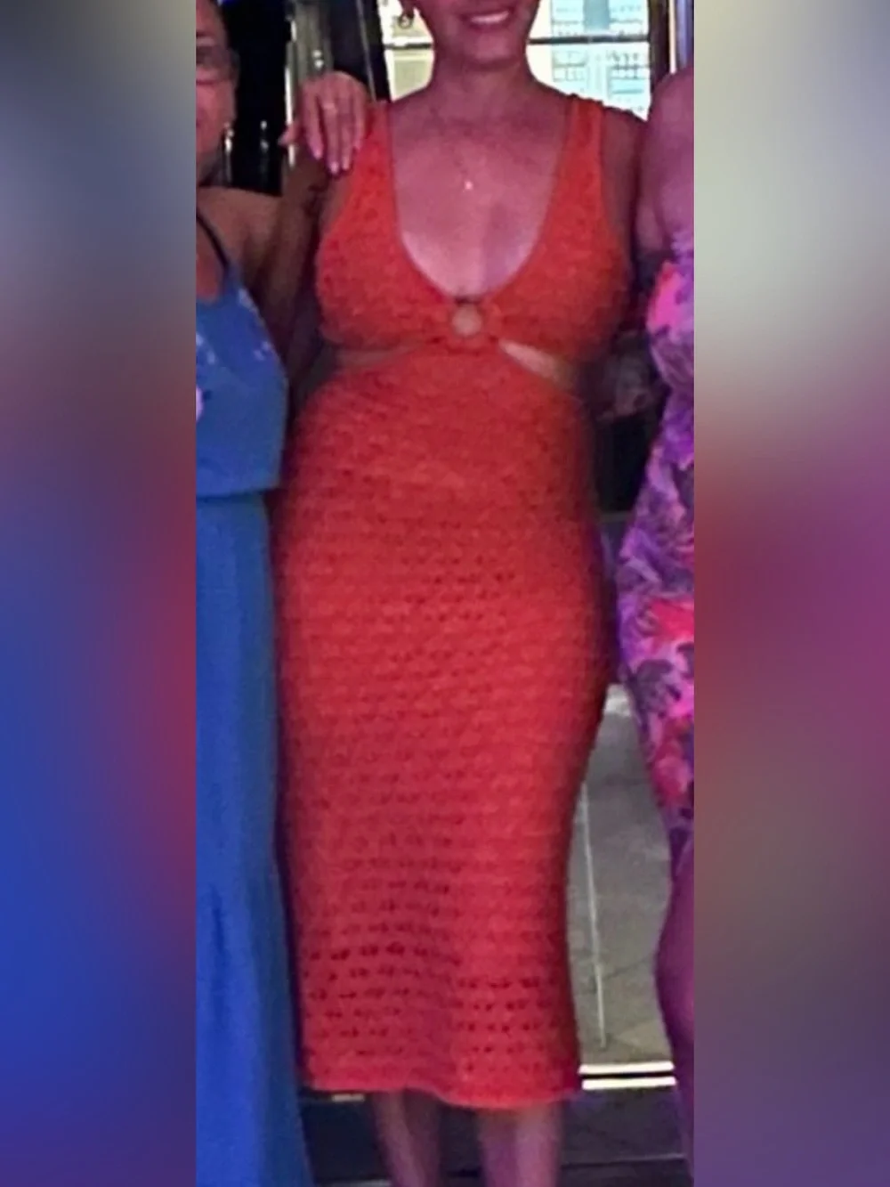 Lulu’s Cutout Crochet Midi Dress in Rust - Picture 3 of 4